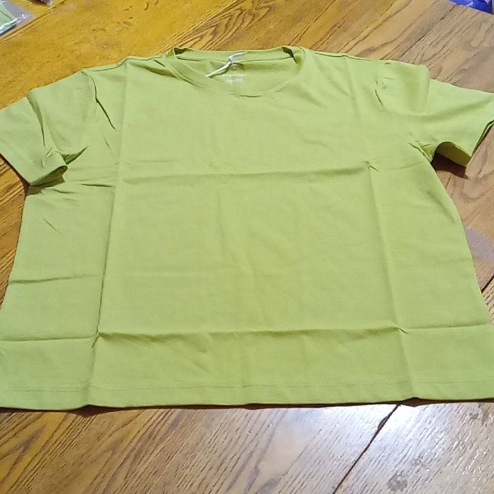 Everlane Organic Cotton Tee T Shirt Women YELLOW GREEN Exercise Top SMALL NEW